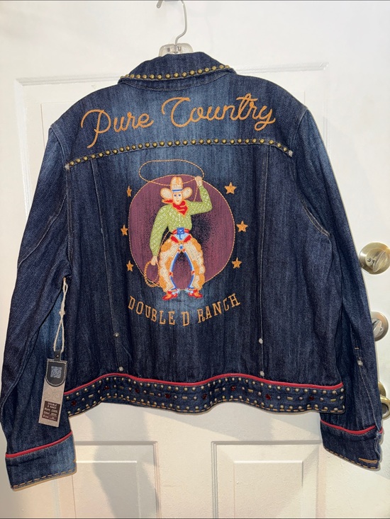 Double D Ranch Jackets & Blazers - NWT Double D Ranch Dark Blue Embroidered 'Pure Country' Denim Jacket 2X
